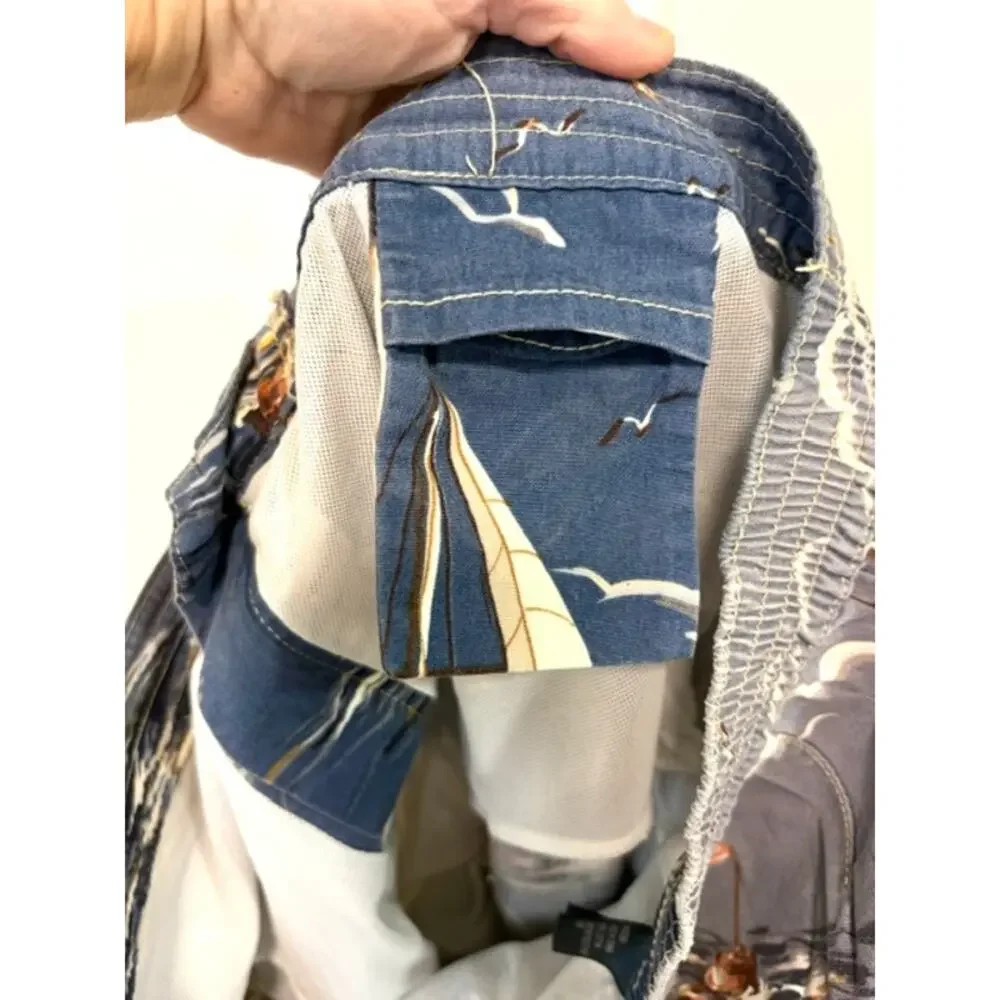 Vintage Polo Ralph Lauren Sailboat Swim Trunks XL All Over Print 90's Nautical